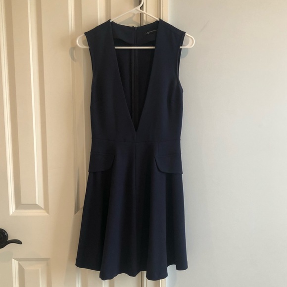 Zara Deep V Navy Dress - Picture 1 of 4